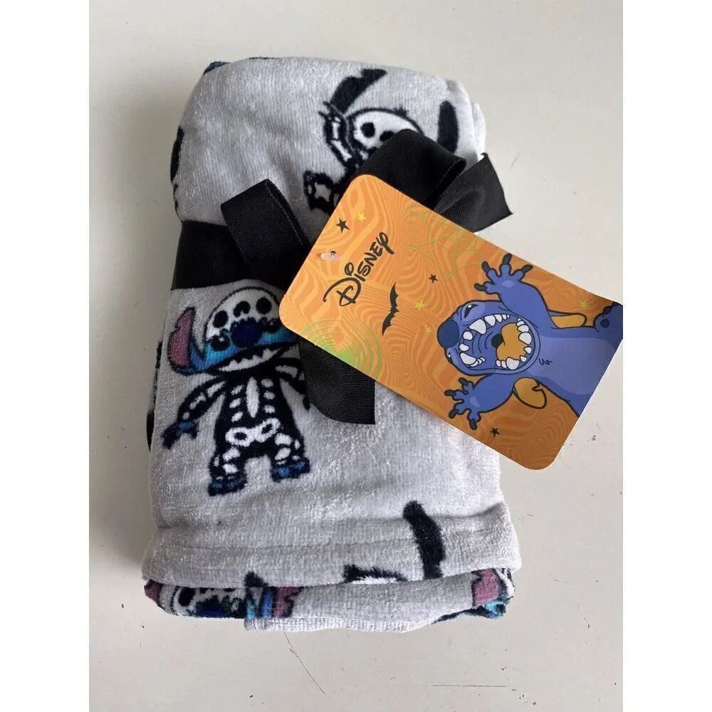 Set Of 2 Disney STITCH Skeleton Costume Halloween Hand Towels Bath 16 X 28” NEW